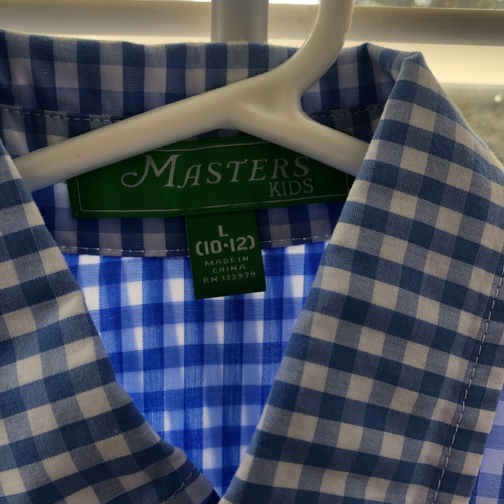 Masters Collection, Blue/white gingham button down - Picture 2 of 2
